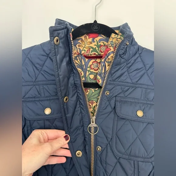 Barbour William Morris Navy Quilted Utility Jacket - 12 / L - Picture 2 of 11